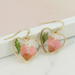 Cottage Floral Dried Flower Heart Earring