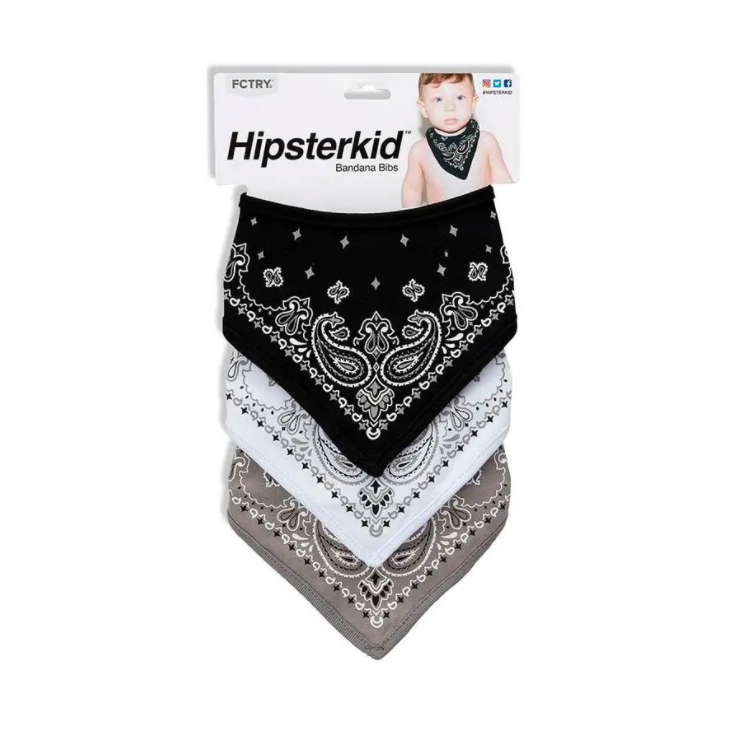 Bandana Bibs - Black/White/Grey - 3pcs