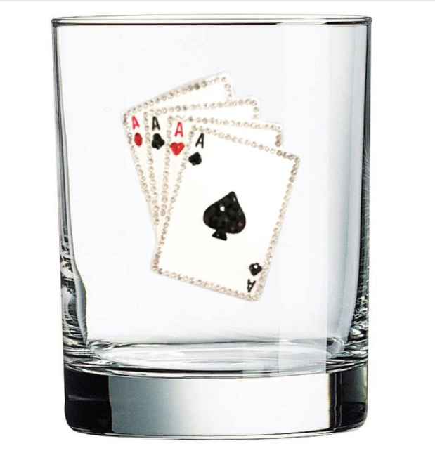 Playing Cards Jeweled Double Old Fashioned