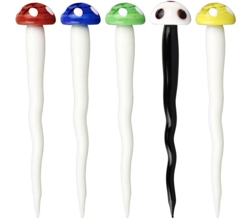 5" Toadstool Mushroom Twisted Glass Dab Tool - Color May Vary