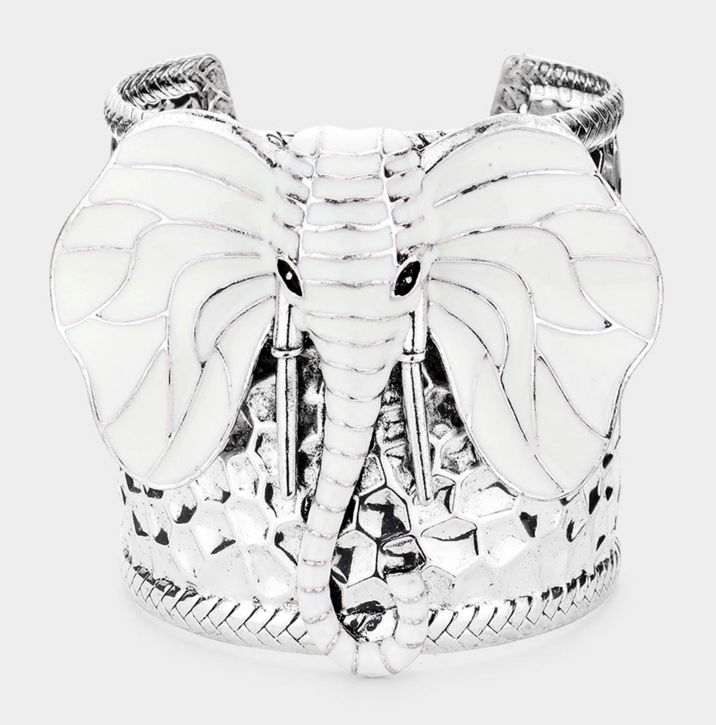 Enamel Elephant Metal Cuff Bracelet