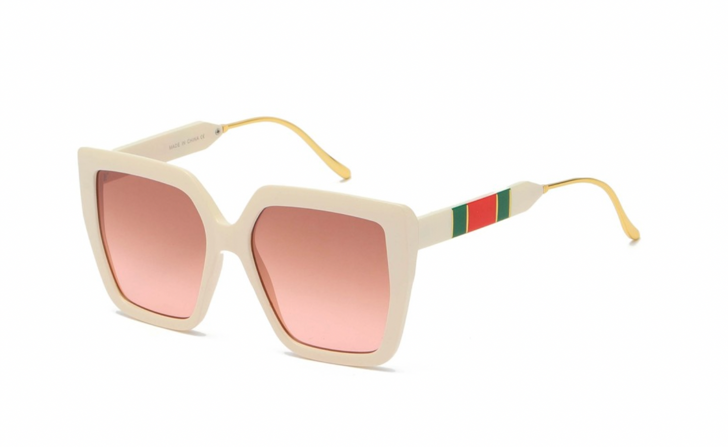 Oversized Red and Gold Stripe Sunglasses