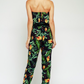 Green Tropical Ruffle Belted Jumpsuit
