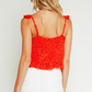 Ditsy Red Ruffle Tied Tank Top