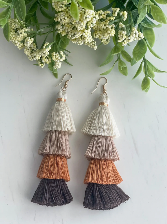 Free Fall Tassel Earrings "Browns"