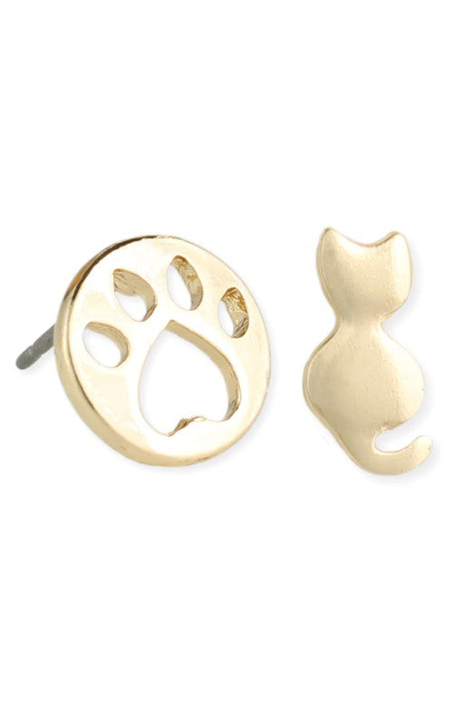 Playful Paws Gold Cat Post Earrings