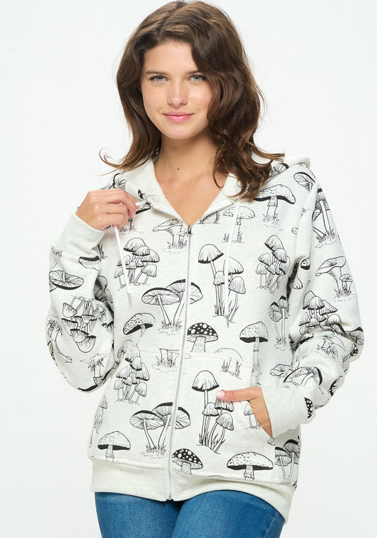 Mushrooms zipper hoddie