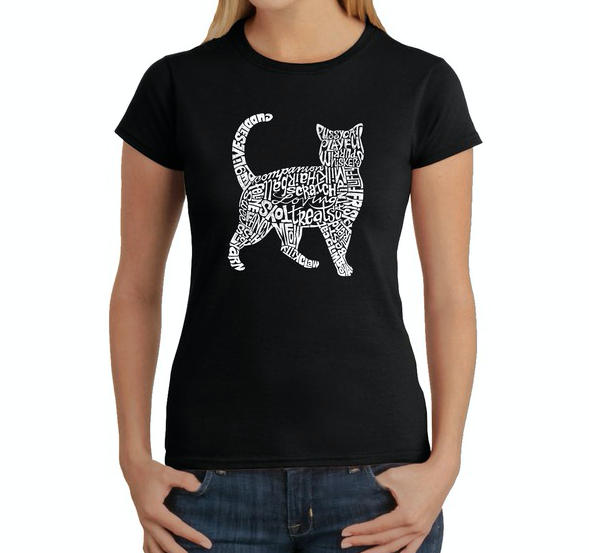 Women's Word Art T-Shirt - Cat