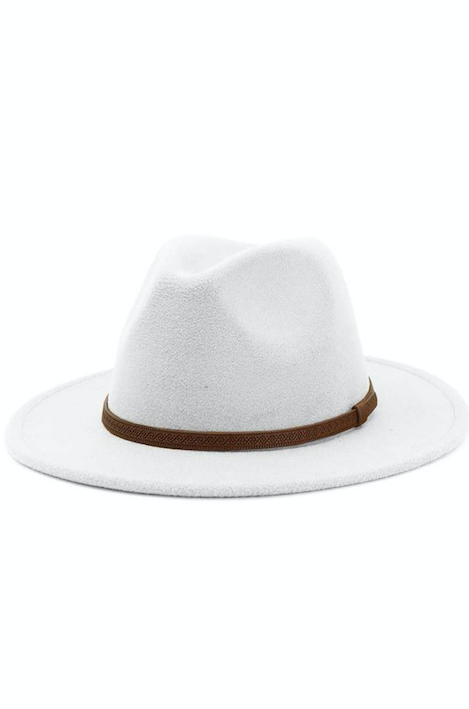 Basic thin leather panama hat
