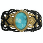 Black Tan Woven Cord Turquoise Stone Bracelet