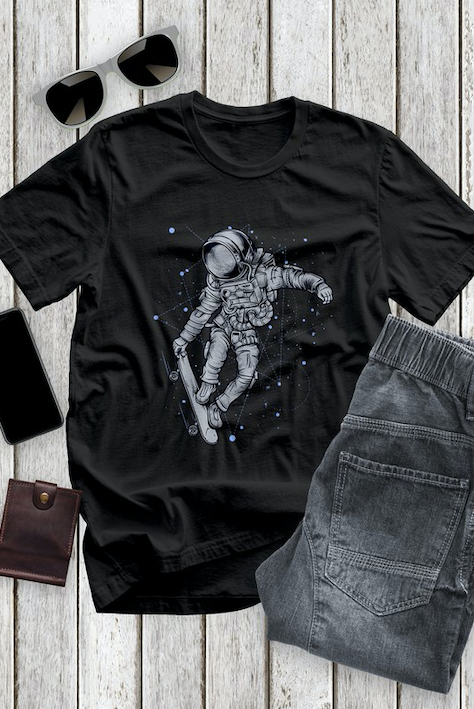Astronaut Skating in The Space Unisex Graphic Tee
