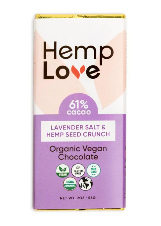 Lavender Salt & Hemp Seed Crunch Organic Chocolate Bar
