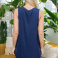 YOGA AND COFFEE PRINT FLOWY TOP  - NAVY