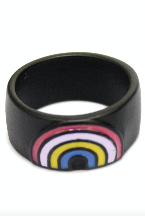 RAINBOW ENAMEL BAND RING