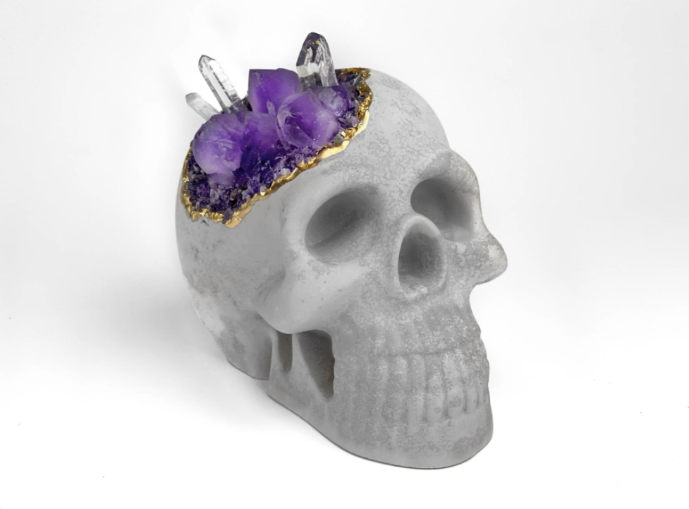 Large Rose Quartz Skull Head, Natural Crystal Figurine