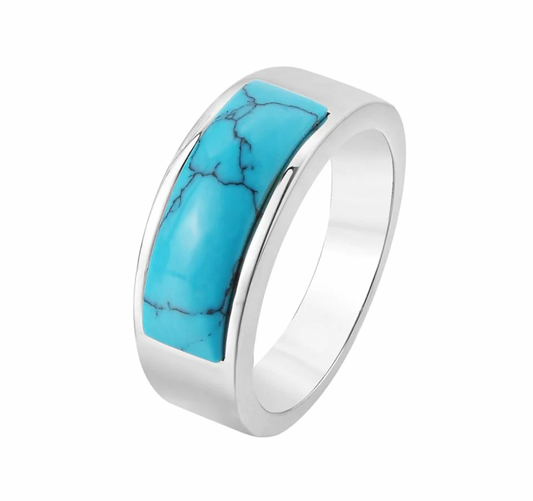 Jewelry Wholesale Retro Opal Jade Green Simple Men's and Women's Titanium Steel Ring