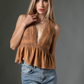 Suede Lace Top