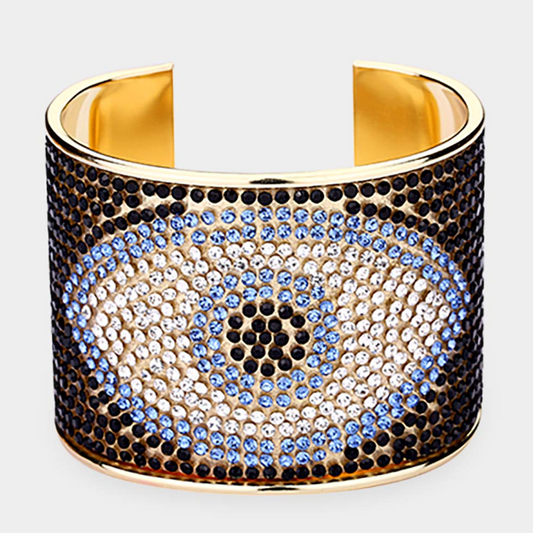 EVIL EYE RHINESTONE PAVED CUFF BRACELET