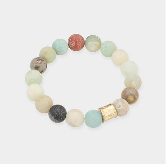 SEMI PRECIOUS STONE BEADED STRETCH BRACELET