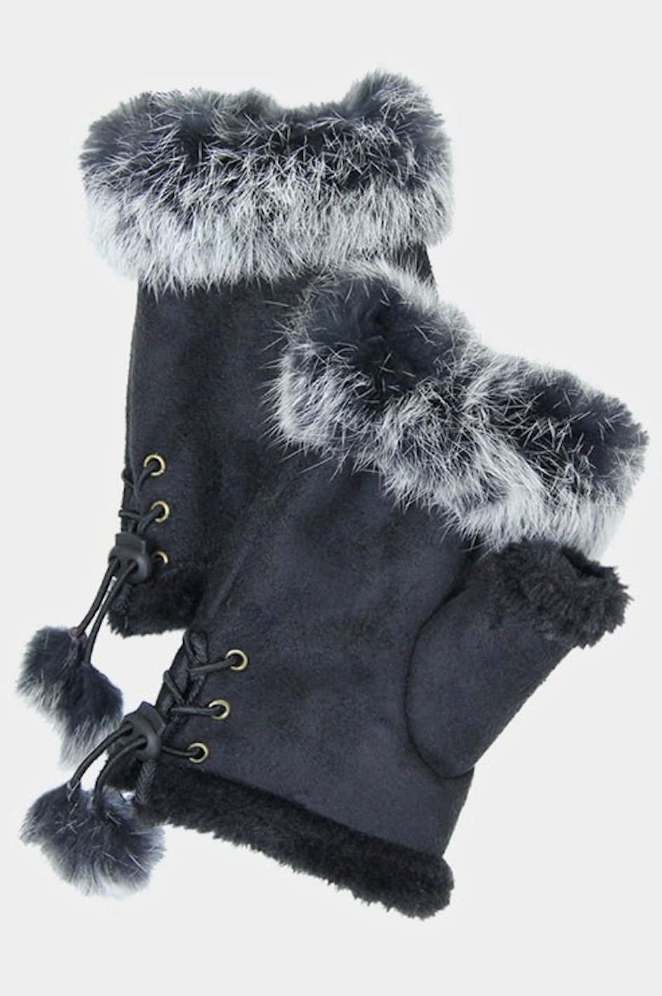 Fingerless Faux Fur Trim Gloves