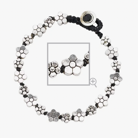 Small & Large Flowers Bracelet With Button Closure