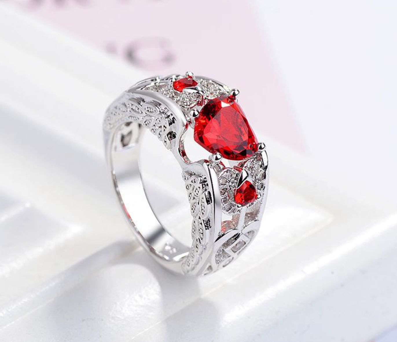 New Creative Red Love Opening Ring