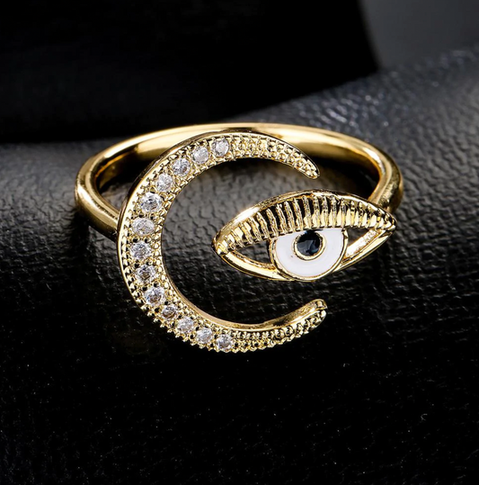 New Gold Color Oil Drop Moon Open Ring