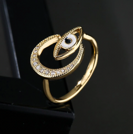 New Gold Color Oil Drop Moon Open Ring