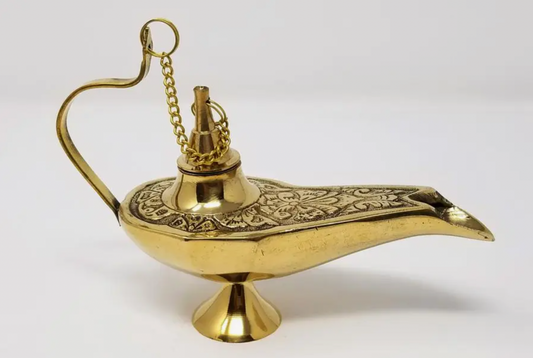 Solid Brass Aladdin Lamp 6"L ( Genie Lamp)