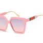 Oversized Red and Gold Stripe Sunglasses