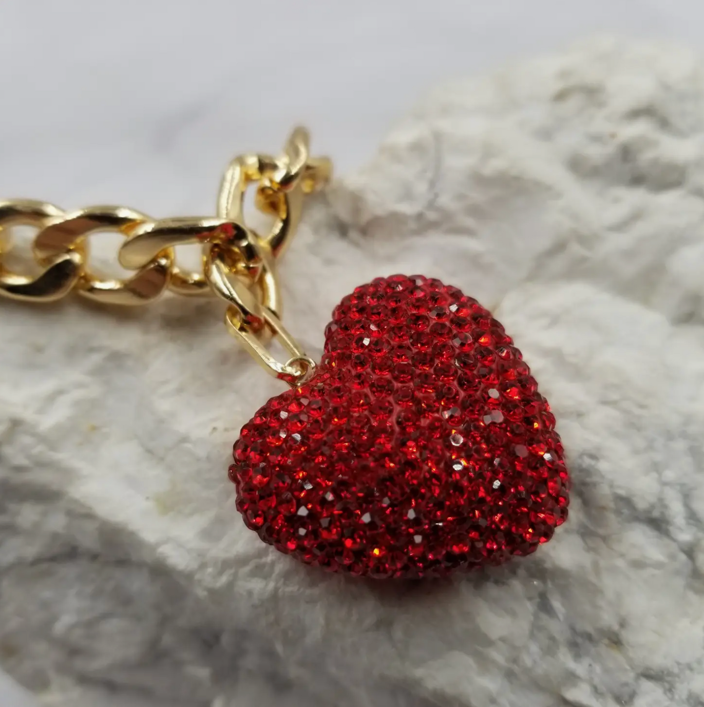 Crystal Red Heart Necklace - Mother's Day