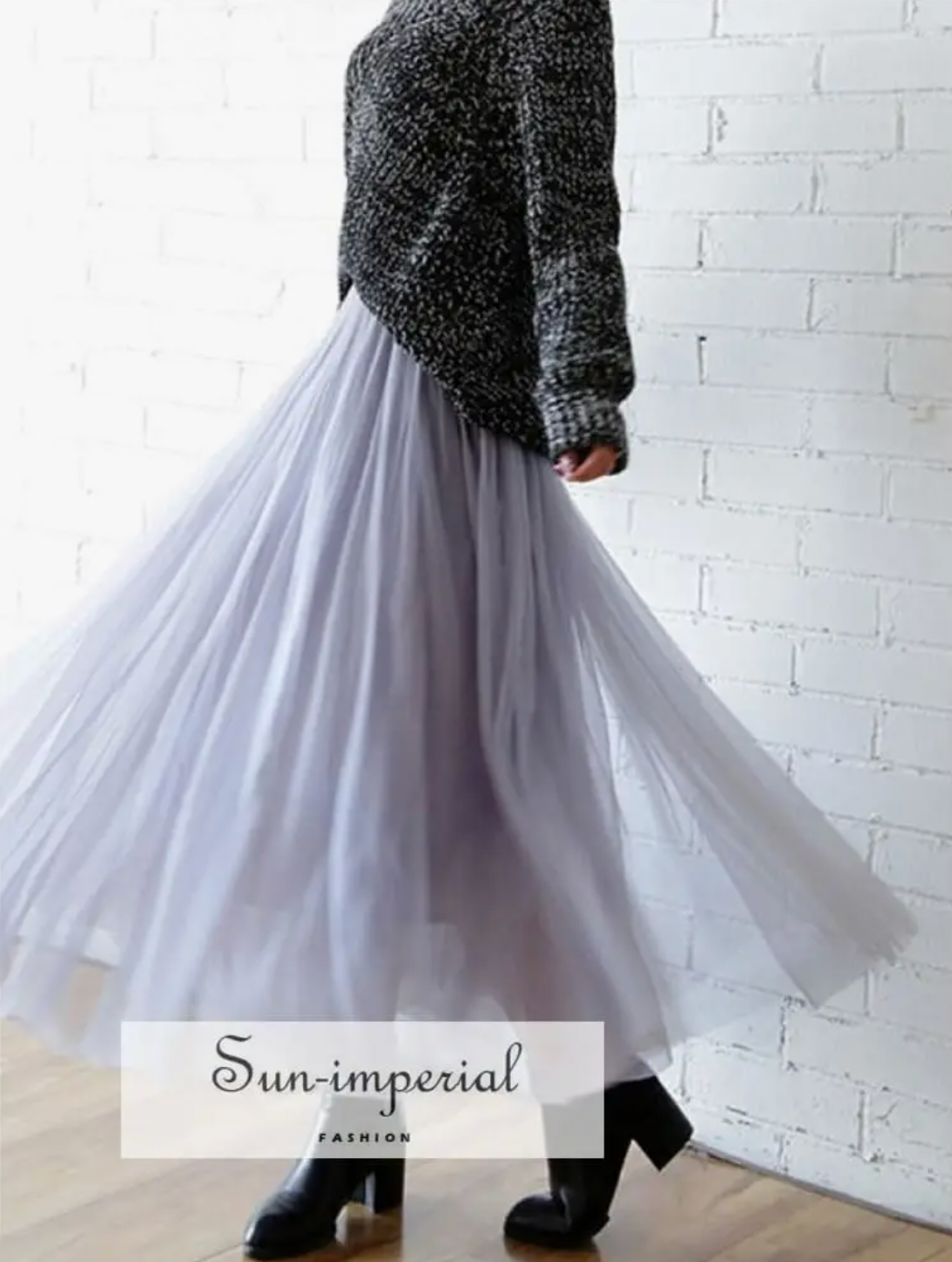 Tulle Mesh Skirts Long Maxi Skirt Elastic High Waist