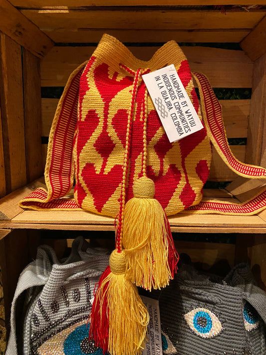 hearts pattern  colombian wayuu bag