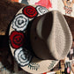 Red Floral Painted Hats