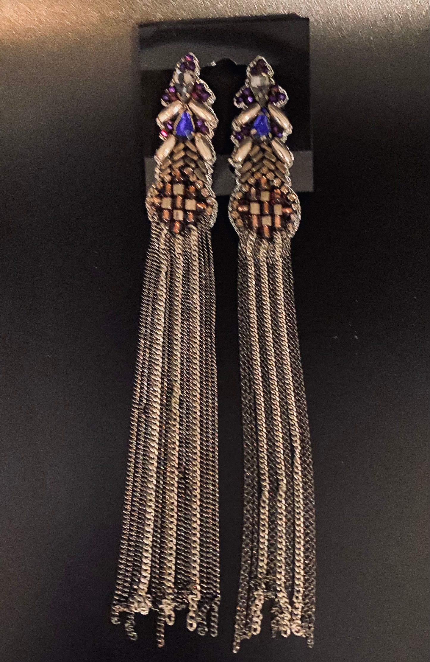 Purple fringe earrings