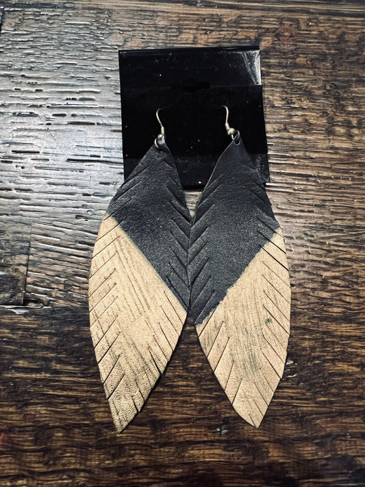 Gold and Black Leaf Earrings