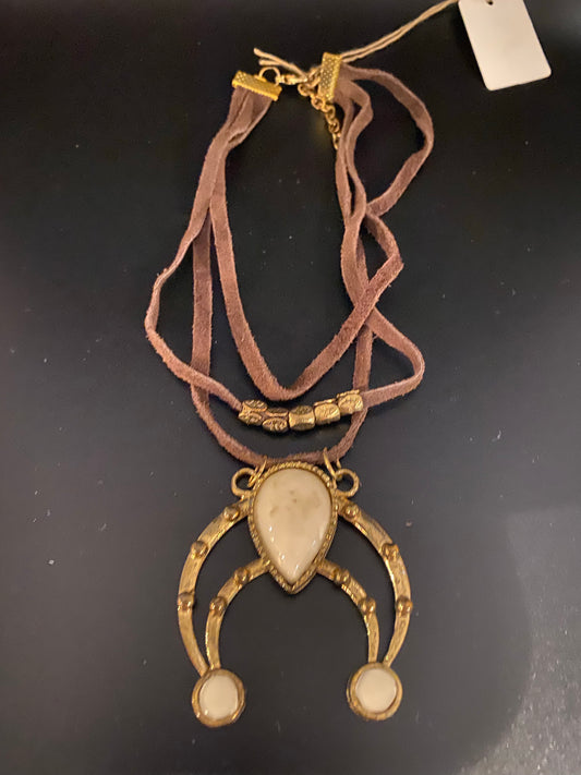 Three Leather Stone Necklace