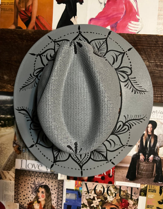 Grey Painted Hat